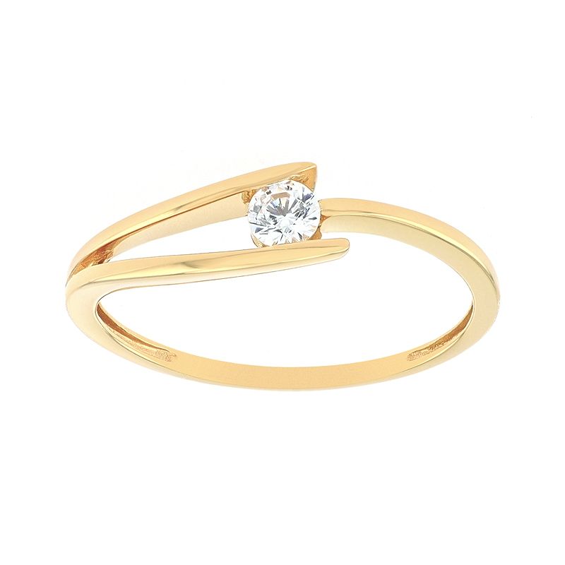 Bague femme solitaire edora or 375/1000 jaune et oxyde - bagues-femmes - edora