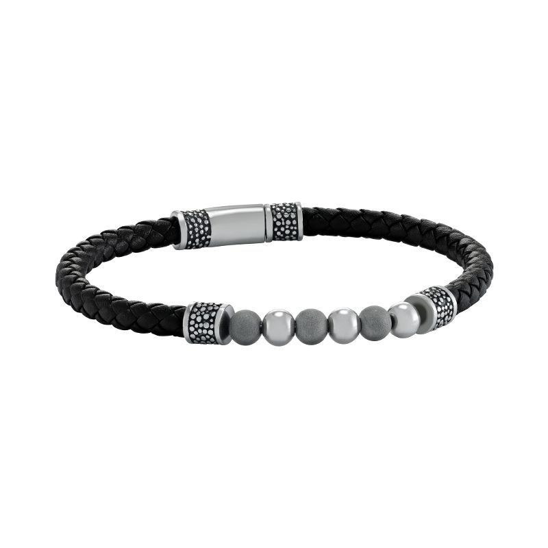 Bracelet homme jourdan phoenix cuir noir - bracelets-homme - edora