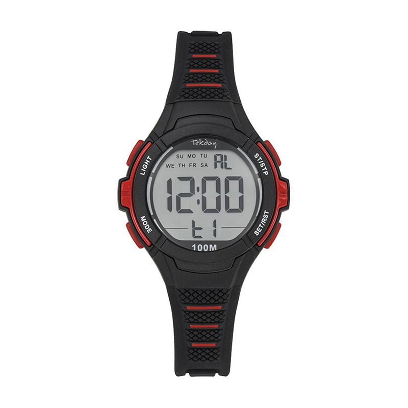 Montre enfant digitale tekday silicone noir et rouge - montres-enfant - edora