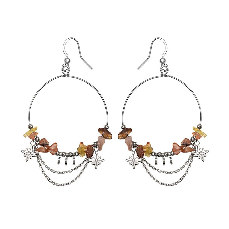 Boucles d'oreilles femme go mademoiselle acier argenté pierres multicolores 608472 - boucles-d-oreilles-femme - edora