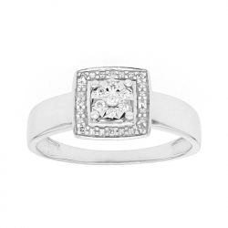 Bague femme edora or 750/1000 blanc et diamants - bagues-femmes - edora - 0