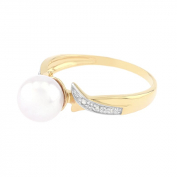 Bague femme edora or 750/1000 perle et diamants - plus-de-bagues-femmes - edora - 1