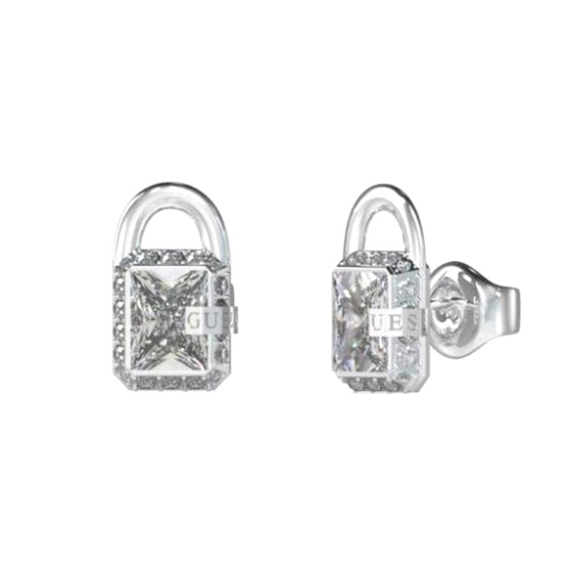 Boucles d'oreilles femme guess shiny padlock acier argenté - boucles-d-oreilles-femme - edora