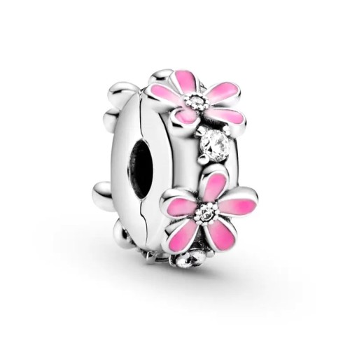 Charm Femme PANDORA CLIP MARGUERITES ROSES Argent 925/1000