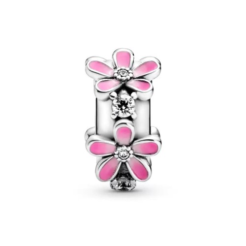 Charm Femme PANDORA CLIP MARGUERITES ROSES Argent 925/1000