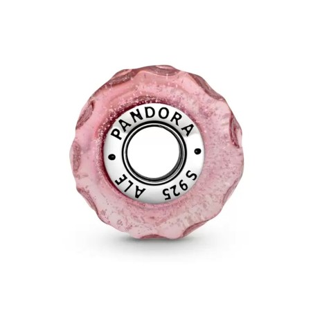 Charm femme pandora verre de murano rose ondulé fantaisie argent 925/1000 – charms