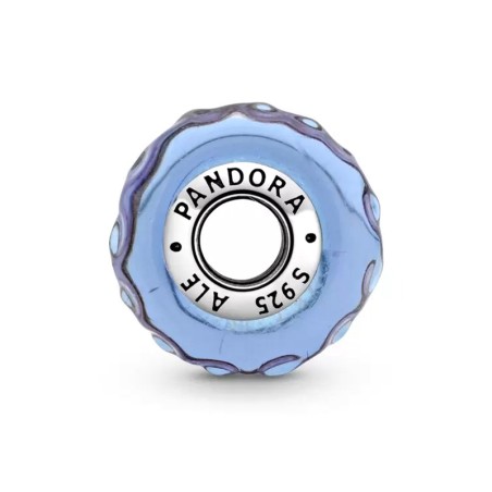 Charm femme pandora lavande en verre de murano ondulé argent 925/1000 – charms
