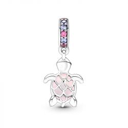 Charm femme pandora pendant tortue de mer rose en verre de murano argent 925/1000 - charms - edora - 2