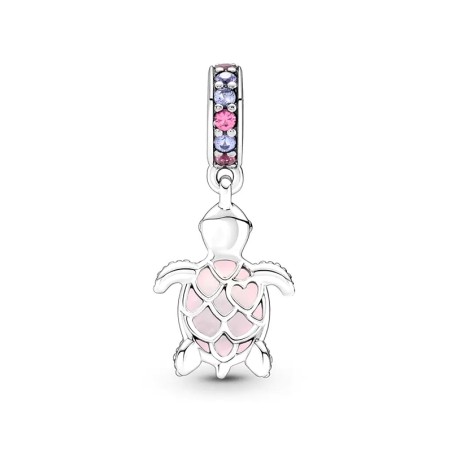 Charm femme pandora pendant tortue de mer rose en verre de murano argent 925/1000 – charms