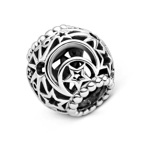 Charm femme pandora ajouré soleil, étoiles &amp; lune argent 925/1000 – charms