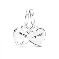 Charm femme pandora pendant cŒur sÉparable double argent 925/1000 - charms - edora - 1