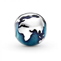 Charm femme pandora clip globe bleu argent 925/1000 - charms - edora - 1