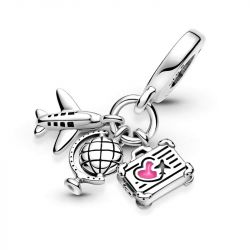 Charm femme pandora avion, globe, & valise argent 925/1000 - charms - edora - 3