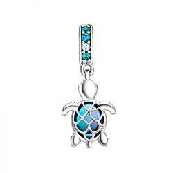 Charm femme pandora pendant tortue de mer en verre de murano argent 925/1000 - charms - edora - 0