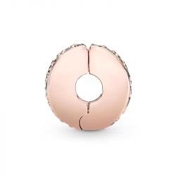 Charm femme pandora clip pavÉ transparent doré rose 14 carats - charms - edora - 2