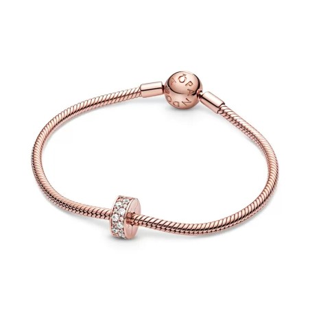 Charm femme pandora clip pavé transparent doré rose 14 carats – charms