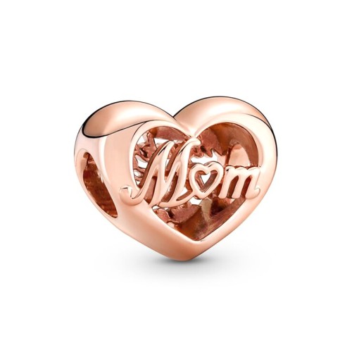 Charm Femme PANDORA COEUR MERCI MAMAN Doré Rose 14 Carats