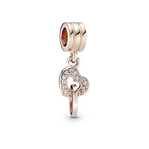 Charm Femme PANDORA PENDANT CŒURS ENTRELACÉS Doré Rose 14 Carats