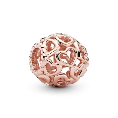 Charm Femme PANDORA PARSEMÉ DE COEURS Doré Rose 14 Carats