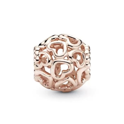 Charm Femme PANDORA PARSEMÉ DE COEURS Doré Rose 14 Carats