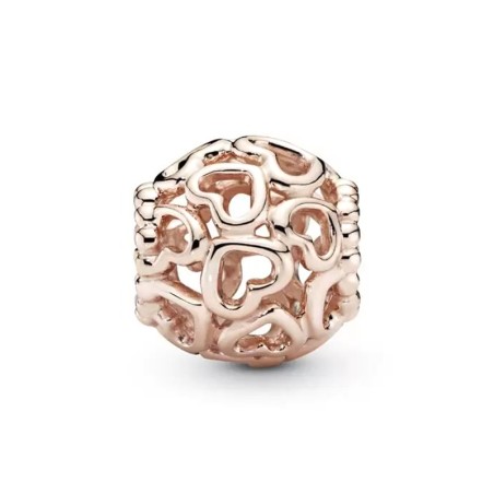 Charm Femme PANDORA PARSEMÉ DE COEURS Doré Rose 14 Carats