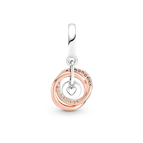 Charm Femme PANDORA PENDANT CERCLES MA FAMILLE POUR TOUJOURS Argent 925/1000 Doré Rose 14 carats
