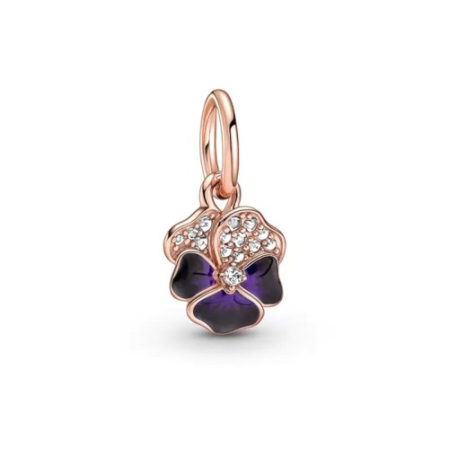 Charm Femme PANDORA PENDANT PENSÉE VIOLET FONCÉ Doré Rose 14 Carats