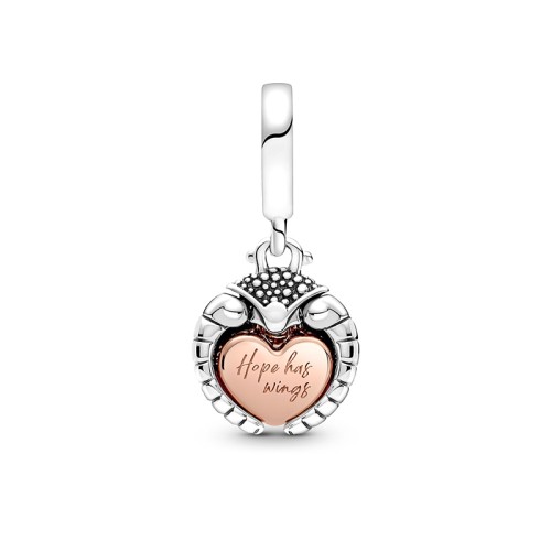 Charm Femme PANDORA PENDANT COCCINELLE & COEUR CLUB 2022 Argent 925/100 Doré Rose 14 Carats