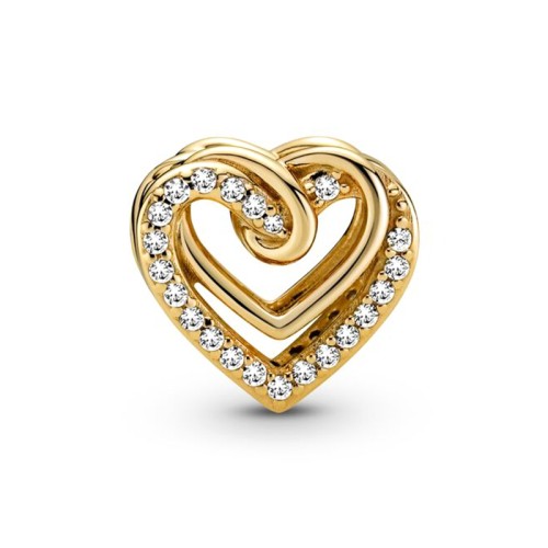 Charm Femme PANDORA CŒURS ENTRELACÉS SCINTILLANT Doré 14 Carats