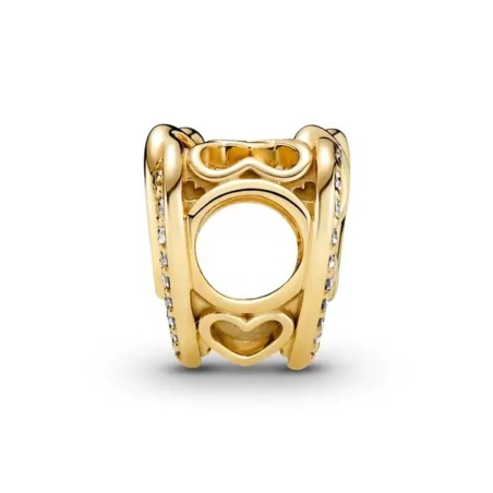 Charm femme pandora cœurs entrelacés scintillant doré 14 carats – charms