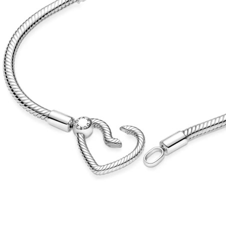 Bracelet femme pandora maille serpent 18cm fermoir cœur argent 925/1000 – accueil