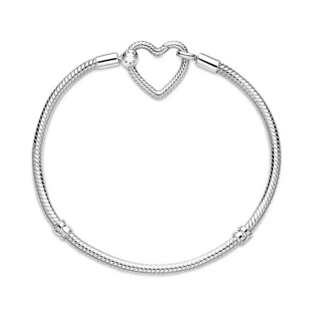 Bracelet femme pandora maille serpent 17cm 
 fermoir cœur argent 925/1000 – accueil