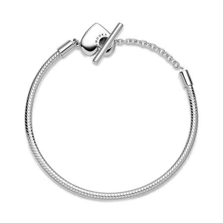 Bracelet femme pandora maille serpent 19 cm fermoir t cœur argent 925/1000 – accueil