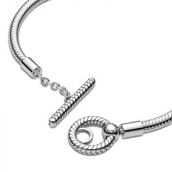 Bracelet femme pandora maille serpent 19cm fermoir en t pandora moments argent 925/1000 - accueil - edora - 3