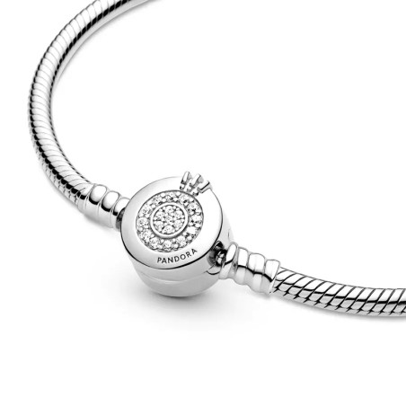 Bracelet femme pandora maille serpent 19 cm o couronné scintillant argent 925/1000 – accueil