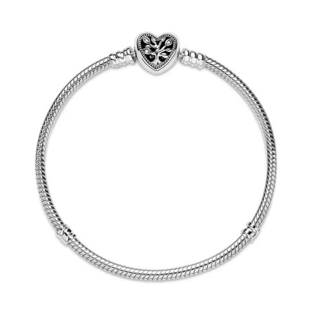 Bracelet femme pandora maille serpent 21 cm fermoir cœur arbre de vie argent 925/1000 – accueil