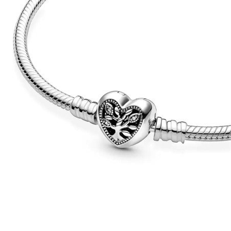 Bracelet femme pandora maille serpent 21 cm fermoir cœur arbre de vie argent 925/1000 – accueil