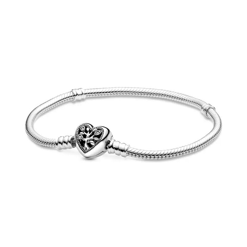 Bracelet femme pandora maille serpent 18 cm fermoir cŒur arbre de vie argent 925/1000 - accueil - edora