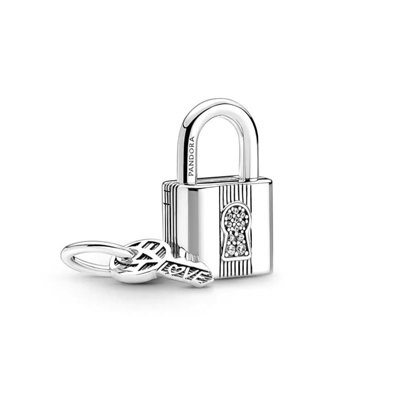 Charm femme pandora pendant cadenas et clÉ argent 925/1000 - charms - edora