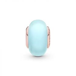 Charm femme pandora verre de murano bleu mat  doré rose 14 carats - charms - edora - 1
