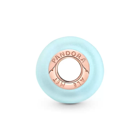 Charm femme pandora verre de murano bleu mat  doré rose 14 carats – charms