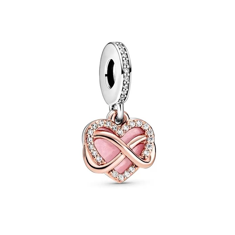 Charm femme pandora pendant cŒur infini scintillant argent 925/1000 doré rose 14 carats - charms - edora