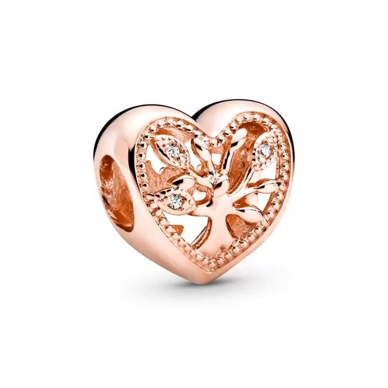 Charm femme pandora cŒur arbre de vie ajourÉ doré rose 14 carats - charms - edora