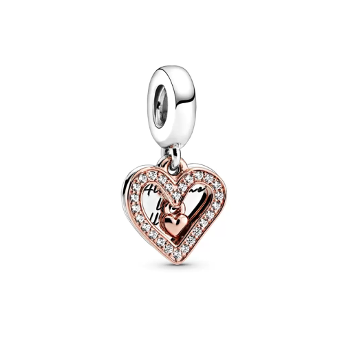 Charm Femme PANDORA PENDANT ESQUISSE DE CŒUR SCINTILLANT Argent 925/1000 Doré Rose 14 Carats