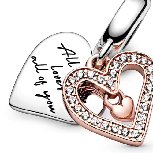 Charm Femme PANDORA PENDANT ESQUISSE DE CŒUR SCINTILLANT Argent 925/1000 Doré Rose 14 Carats