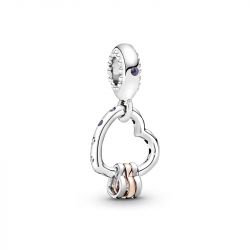 Charm femme pandora cŒur rempli de cŒurs argent 925/1000 doré rose 14 carats - charms - edora - 0