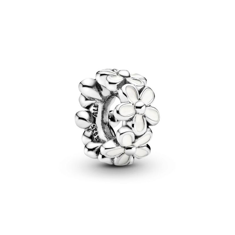 Charm femme pandora espaceur marguerite blanche argent 925/1000 - charms - edora