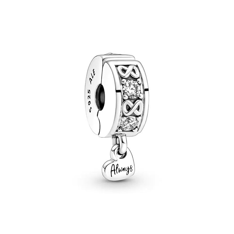 Charm femme pandora clip pavÉ ma famille pour toujours argent 925/1000 - charms - edora