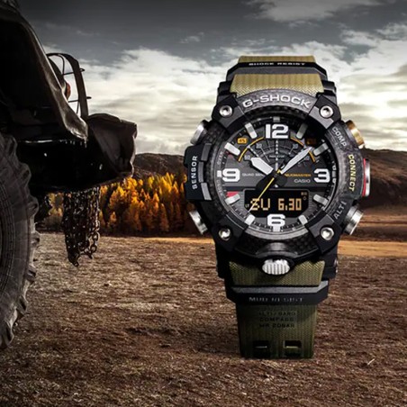 Montre homme casio g-shock mudmaster résine verte – solaires