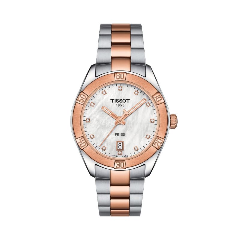 Montre femme tissot pr 100 sport chic acier inoxydable 316l or rose 5n - analogiques - edora